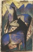 Franz Marc Two Blue Horses (mk34) oil painting on canvas